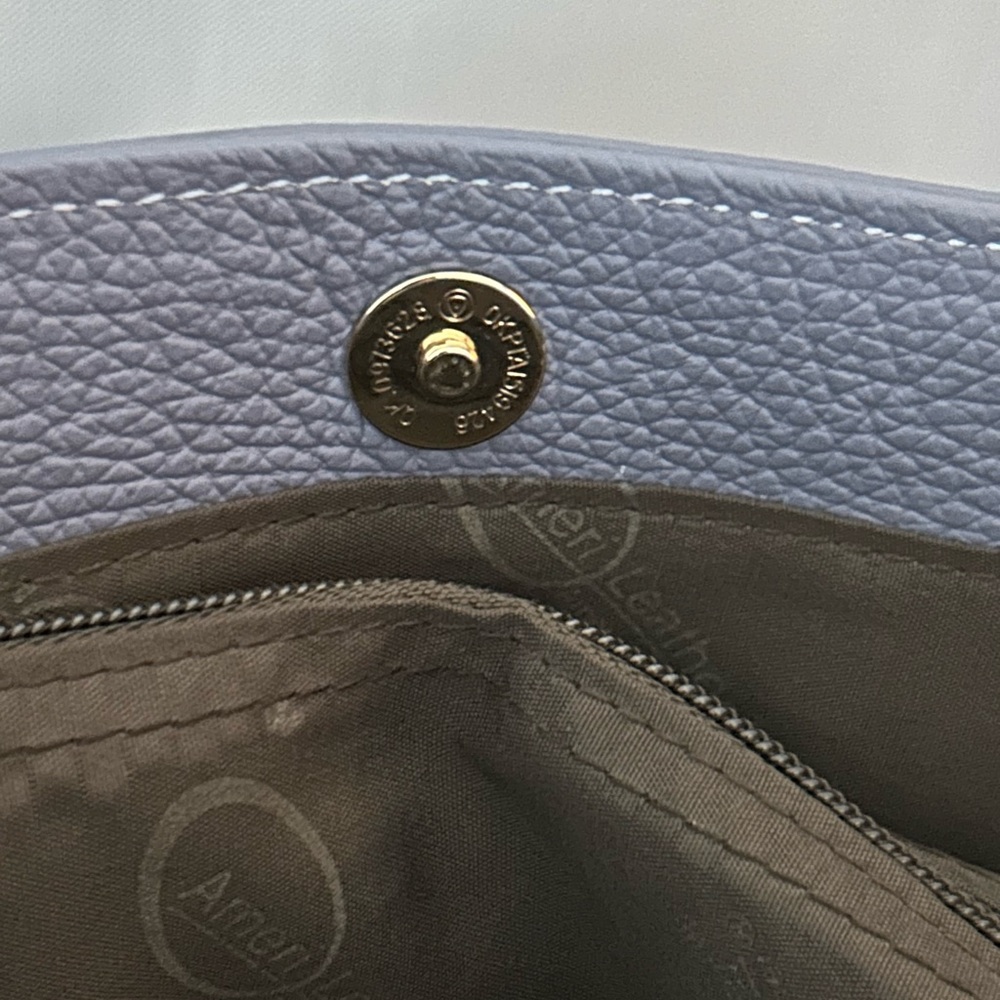 Ameri Leather Blue/Gray Leather Handbag Tote Bag,… - image 5